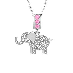 Filigree Elephant with Stones Pendant