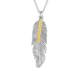 Feather with Accent Stones Pendant