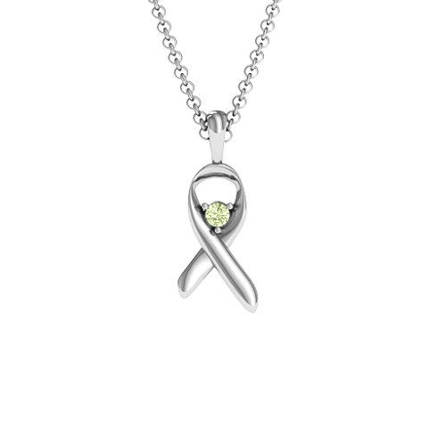Awareness Ribbon Pendant – Sterling Silver with Peridot