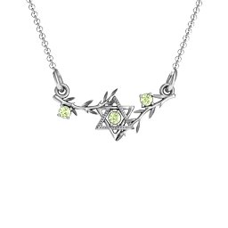 Star of David with Olive Branches Pendant in 925 Sterling Silver with Peridot