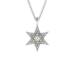 Modern Star of David Pendant in 925 Sterling Silver with Peridot