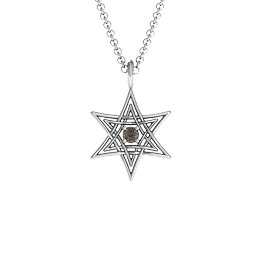 Modern Star of David Pendant in 925 Sterling Silver with Smokey Quartz