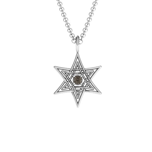 Modern Star of David Pendant – Sterling Silver with Smokey Quartz