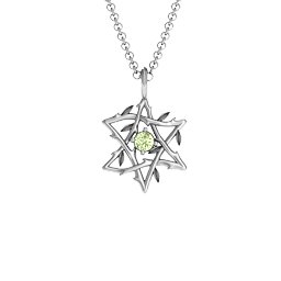 Olive Branch Star of David Pendant in 925 Sterling Silver with Peridot