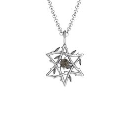 Olive Branch Star of David Pendant in 925 Sterling Silver with Smokey Quartz