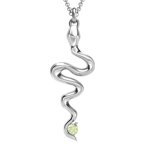 Snake Pendant – Sterling Silver with Peridot