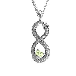 Ouroboros Snake Infinity Pendant in 925 Sterling Silver with Peridot