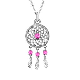 Dream Catcher Pendant in 925 Sterling Silver with Pink Tourmaline