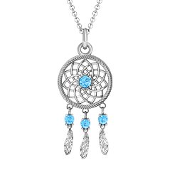 Dream Catcher Pendant in 925 Sterling Silver with Blue Topaz