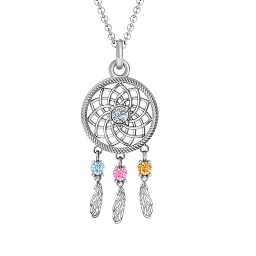 Dream Catcher Pendant – Sterling Silver with Cubic Zirconia, Aquamarine, Pink Tourmaline, and Citrine