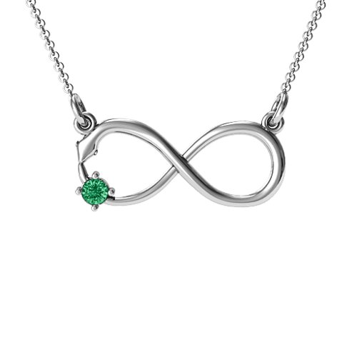 Snake Infinity Pendant – Sterling Silver with Emerald