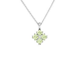 Four Stone Princess Pendant in 925 Sterling Silver with Peridot