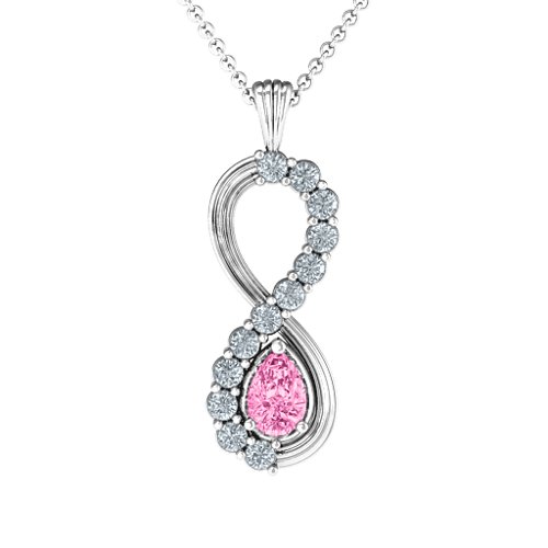 Vertical Infinity Pendant with Pear Gemstone and Accents