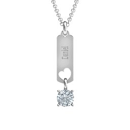 Love Tag Pendant with Round Stone