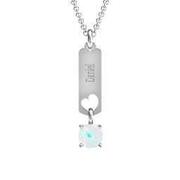 Love Tag Pendant with Round Stone