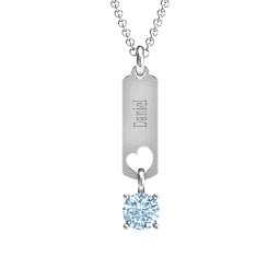 Love Tag Pendant with Round Stone
