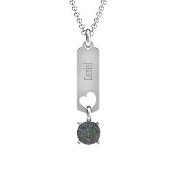 Love Tag Pendant with Round Stone