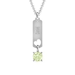 Love Tag Pendant with Round Stone