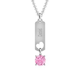 Love Tag Pendant with Round Stone