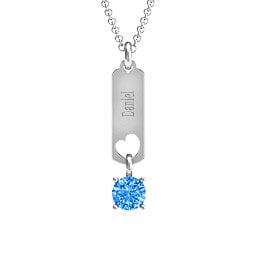 Love Tag Pendant with Round Stone