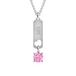 Love Tag Pendant with Round Stone