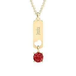 Love Tag Pendant with Round Stone
