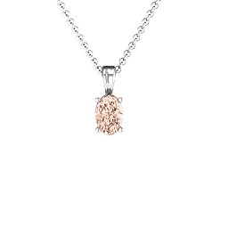 Elegant Oval Stone Pendant in 925 Sterling Silver with Morganite