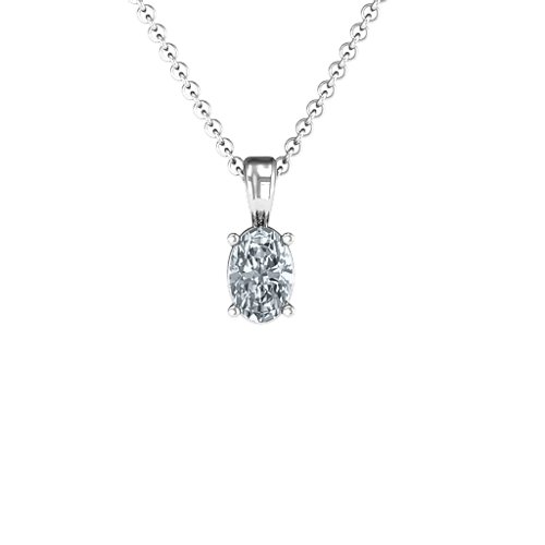 Elegant Oval Stone Pendant – Sterling Silver with Cubic Zirconia