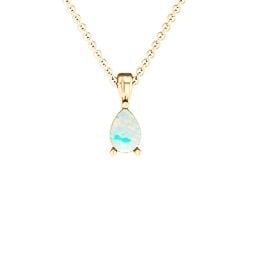 Elegant Pear Stone Pendant in 18K Gold Plated Silver with Opal