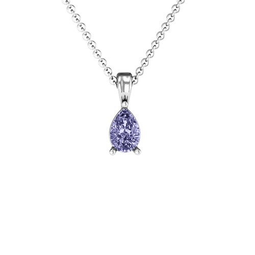 Elegant Pear Stone Pendant – 10K White Gold with Tanzanite
