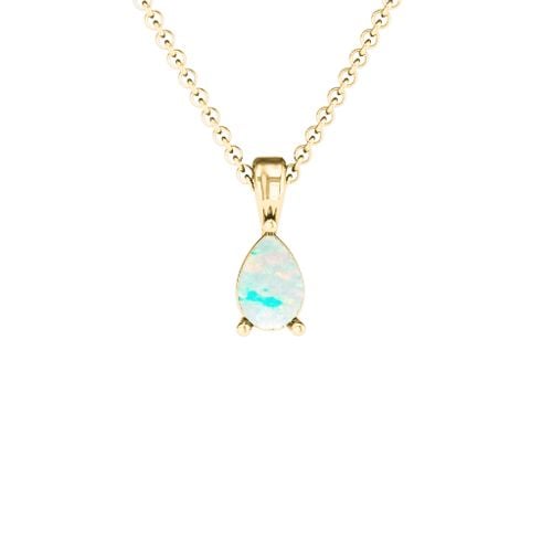 Elegant Pear Stone Pendant – 18K Gold Plated Silver with Opal