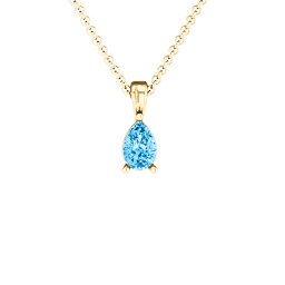 Elegant Pear Stone Pendant in 18K Gold Plated Silver with Blue Topaz