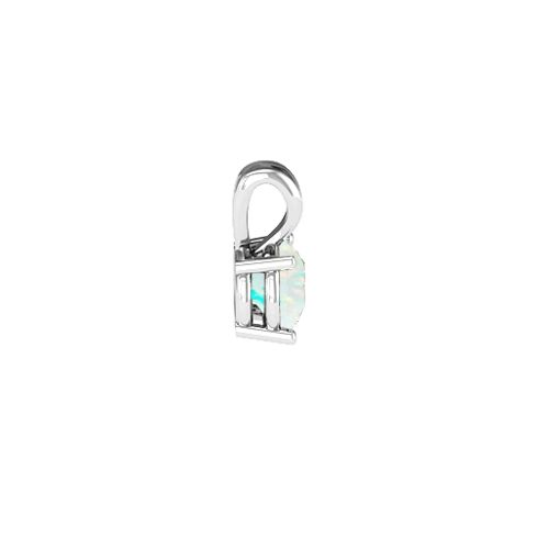 Elegant Round Stone Pendant – 10K White Gold with Opal