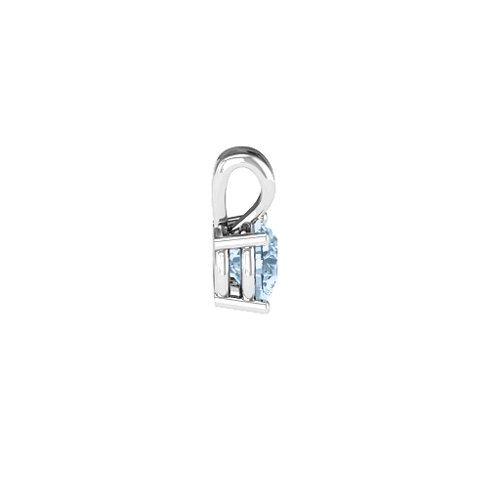 Elegant Round Stone Pendant – 10K White Gold with Aquamarine