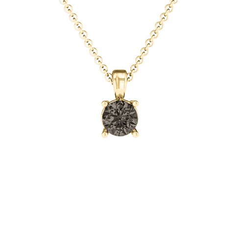 Elegant Round Stone Pendant – 18K Gold Plated Silver with Smokey Quartz