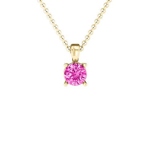 Elegant Round Stone Pendant – 18K Gold Plated Silver with Pink Tourmaline