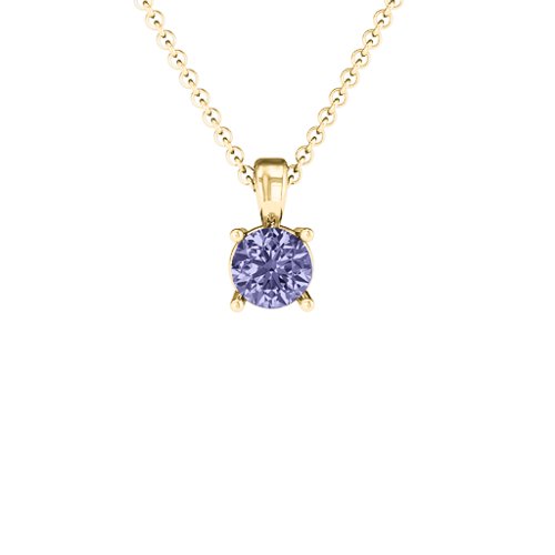 Elegant Round Stone Pendant – 18K Gold Plated Silver with Tanzanite