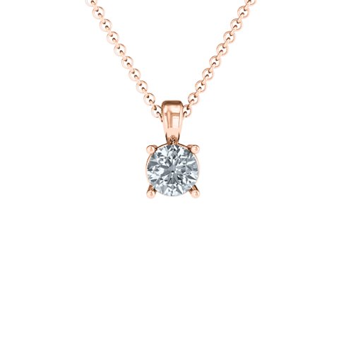 Elegant Round Stone Pendant – 10K Rose Gold with Cubic Zirconia