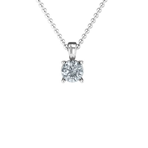 Elegant Round Stone Pendant – Sterling Silver with Cubic Zirconia