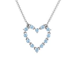 Glistening Heart Pendant in 925 Sterling Silver with Aquamarine