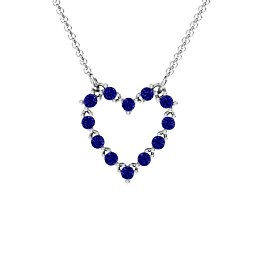 Glistening Heart Pendant in 925 Sterling Silver with Blue Sapphire
