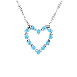 Glistening Heart Pendant in 925 Sterling Silver with Blue Topaz