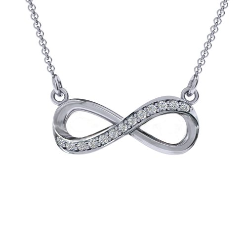 Stroke of Sparkle Horizontal Infinity Pendant – Sterling Silver