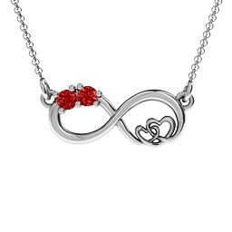 Double the Love Infinity Pendant in 925 Sterling Silver with Garnet