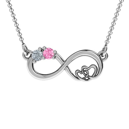 Double the Love Infinity Pendant – Sterling Silver with Cubic Zirconia and Pink Tourmaline