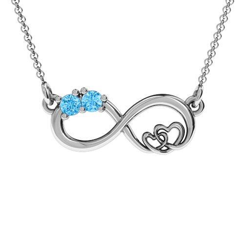 Double the Love Infinity Pendant – Sterling Silver with Blue Topaz