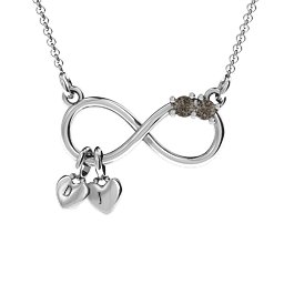 Twice the Love Infinity Pendant in 925 Sterling Silver with Smokey Quartz