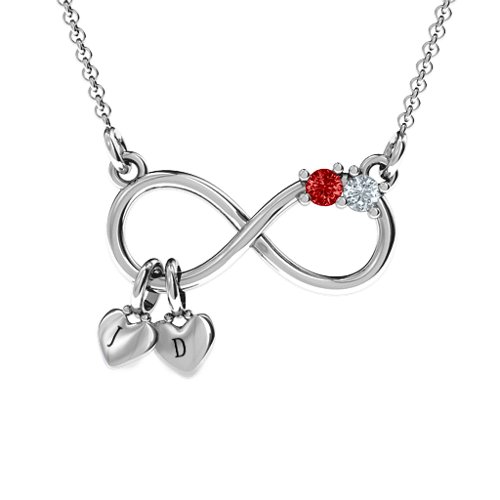 Twice the Love Infinity Pendant – Sterling Silver with Garnet and Cubic Zirconia
