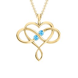 Soul Mates Infinity Birthstone Pendant in 18K Gold Plated Silver with Blue Topaz