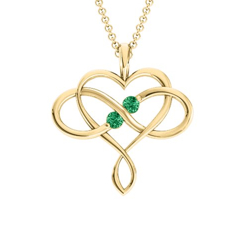 Soul Mates Infinity Birthstone Pendant – 18K Gold Plated Silver with Emerald